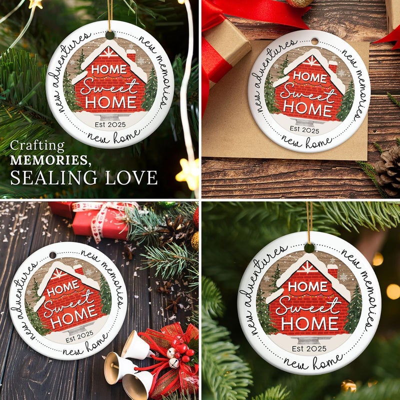 HEXMOZ New Home Ornament 2025 - Best Housewarming Gifts 2025 - New Home Gift Ideas - House Warming Gifts - First House Gift for Owners, Couples, Men, Women - Our First Christmas Ceramic Keepsake - Image 4